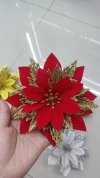 2024 New thin Christmas flower head, 7-petal and 6-petal Christmas decorative flower head simulation flowers Specification image